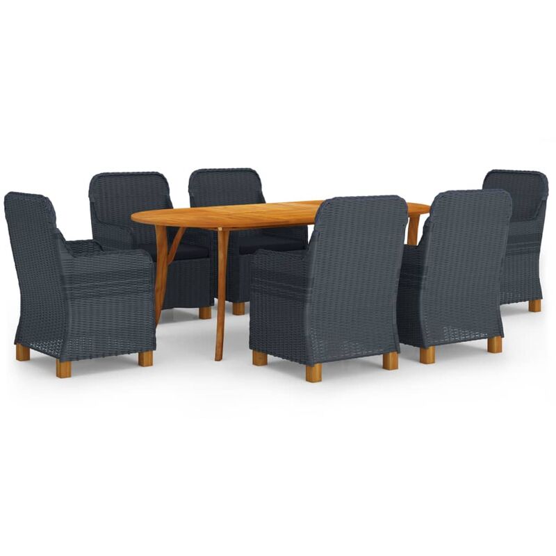 

BHD - Juego de comedor para jardín de 7 piezas gris oscuro