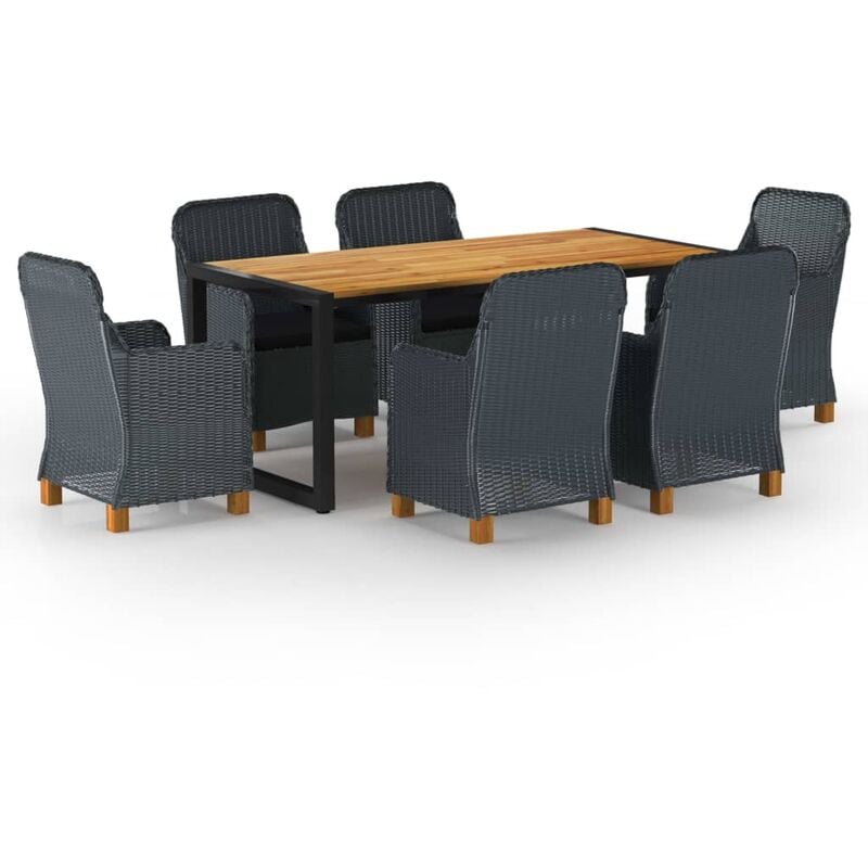 

BHD - Juego de comedor para jardín de 7 piezas gris oscuro
