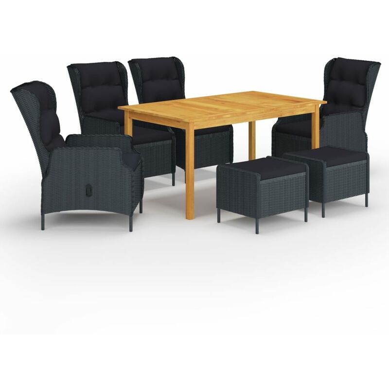 

BHD - Juego de comedor para jardín de 7 piezas gris oscuro