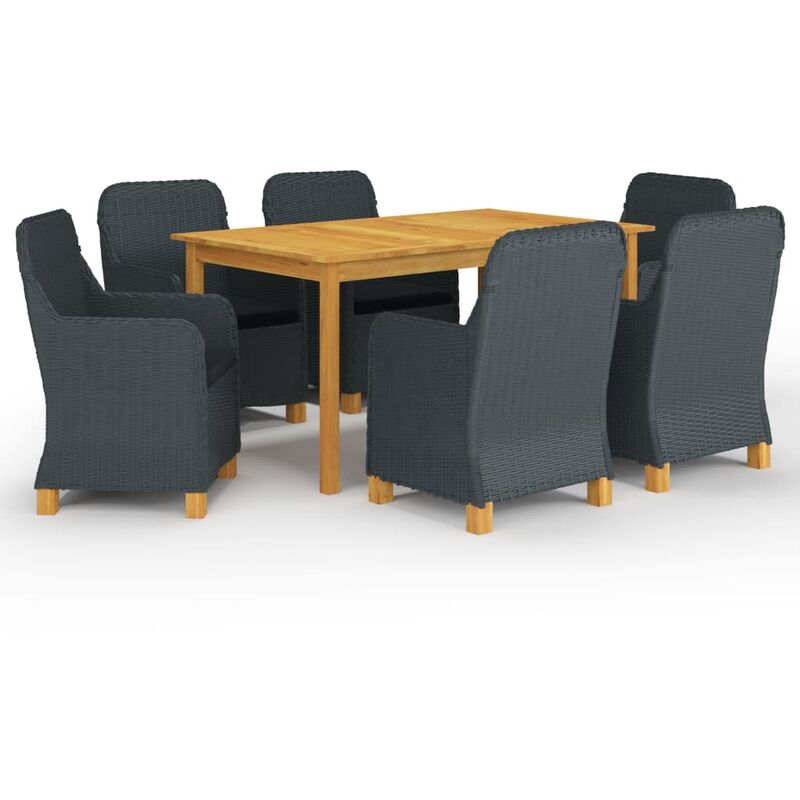

BHD - Juego de comedor para jardín de 7 piezas gris oscuro