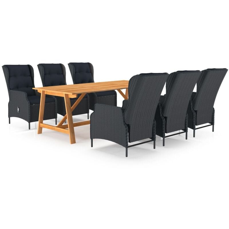 

BHD - Juego de comedor para jardín de 7 piezas gris oscuro