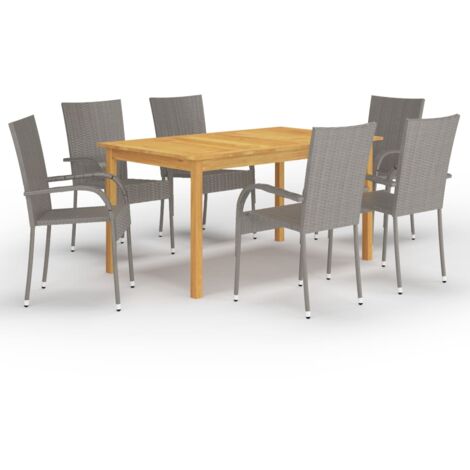 Juego de comedor para jardín de 7 piezas gris vidaXL