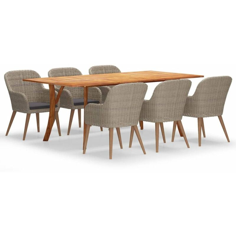 

Juego de comedor para jardin de 7 piezas marron