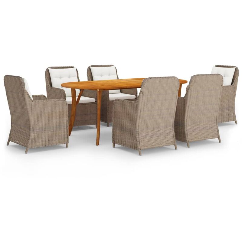 

BHD - Juego de comedor para jardín de 7 piezas marrón