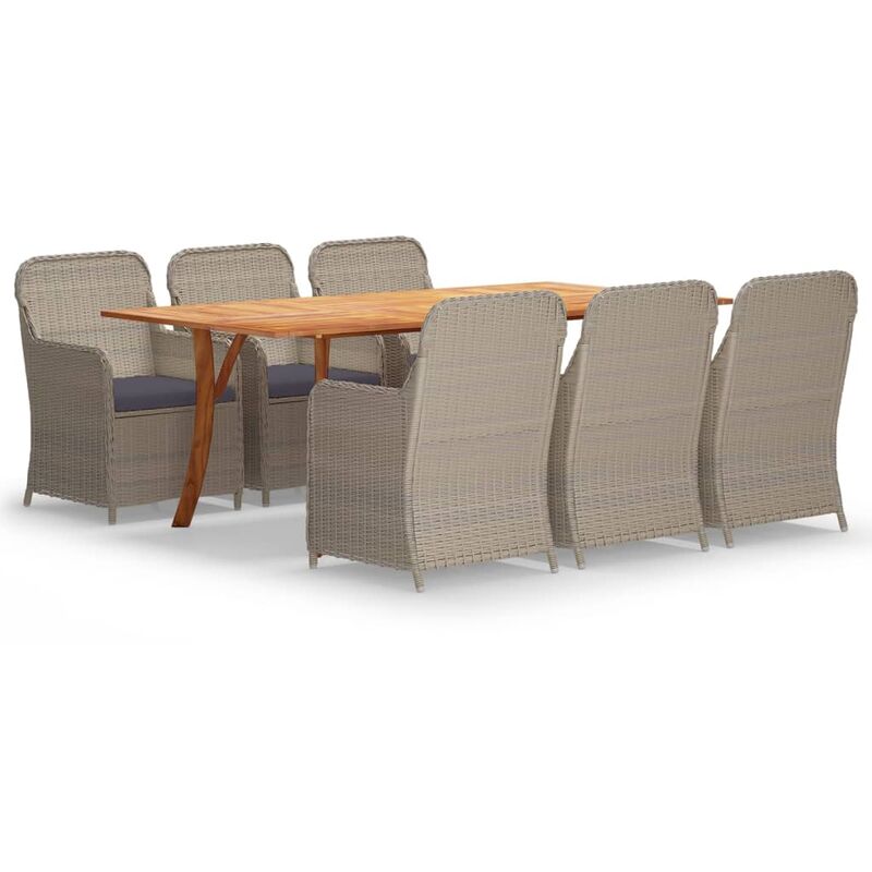

BHD - Juego de comedor para jardín de 7 piezas marrón