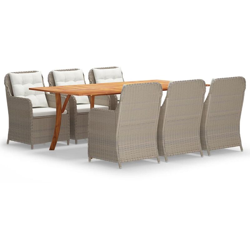 

BHD - Juego de comedor para jardín de 7 piezas marrón