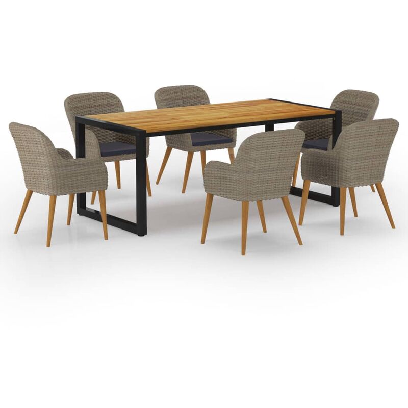 

BHD - Juego de comedor para jardín de 7 piezas marrón