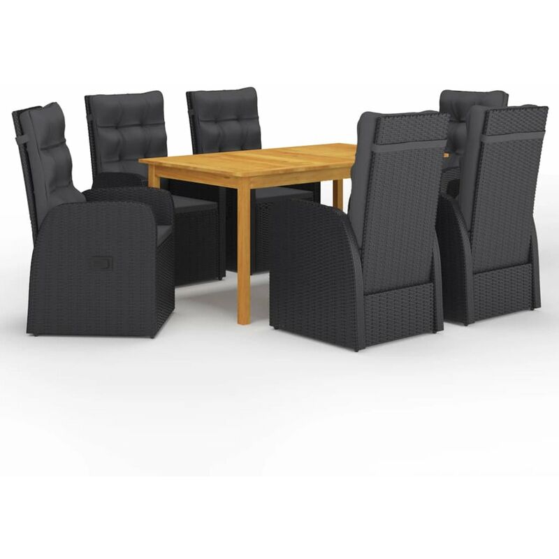 

Juego de comedor para jardin de 7 piezas negro