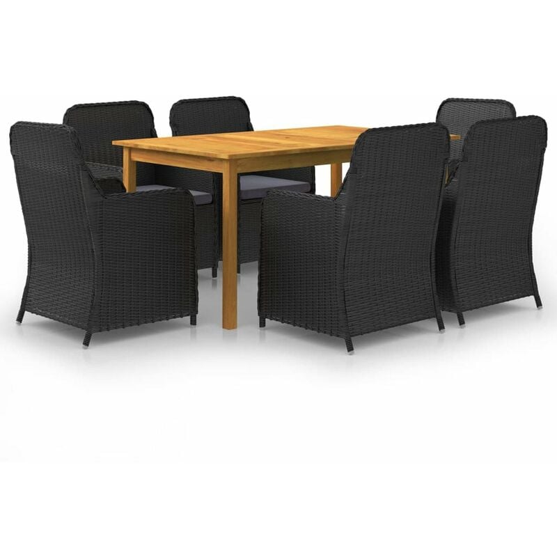 

Juego de comedor para jardin de 7 piezas negro