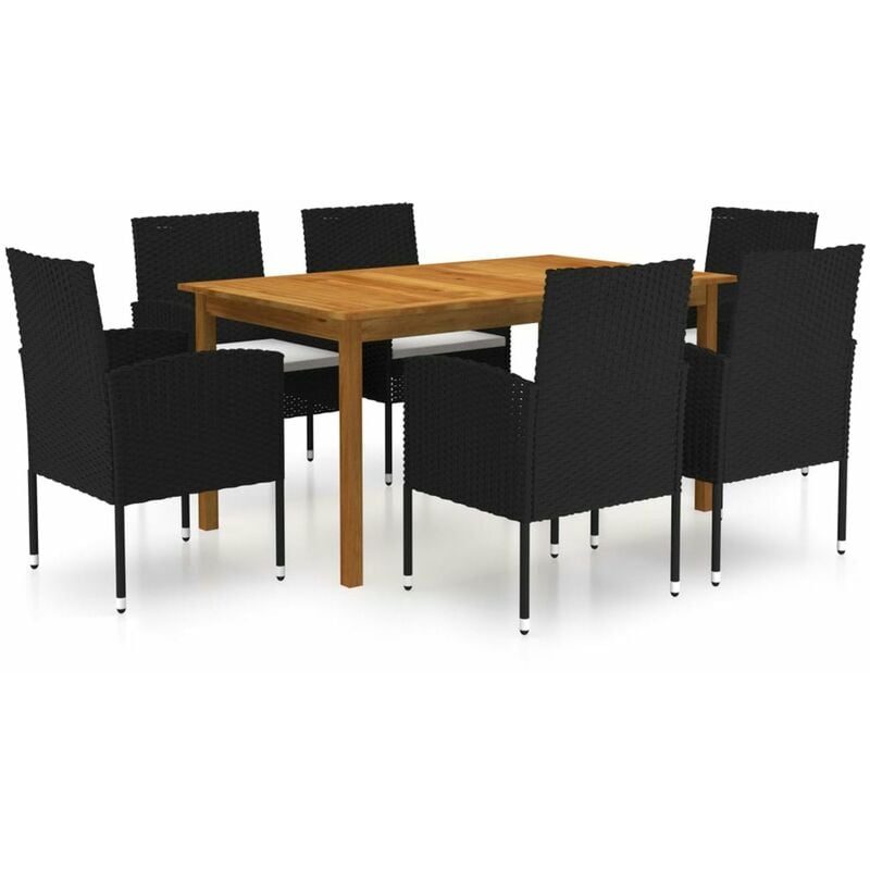 

Juego de comedor para jardin de 7 piezas negro