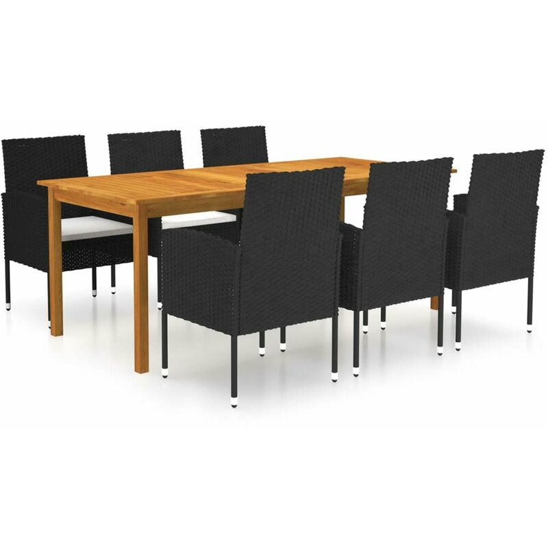 

Juego de comedor para jardin de 7 piezas negro