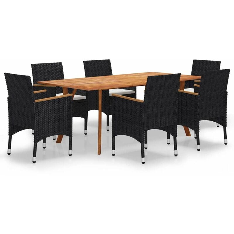 

Juego de comedor para jardin de 7 piezas negro