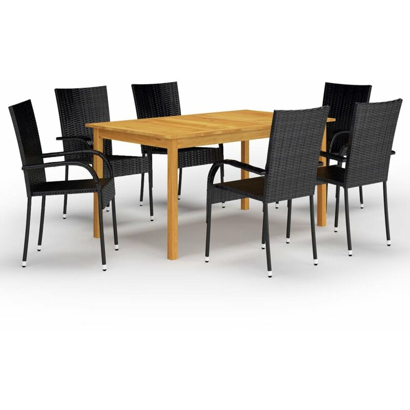 

Happyshopping - Juego de comedor para jardin de 7 piezas negro