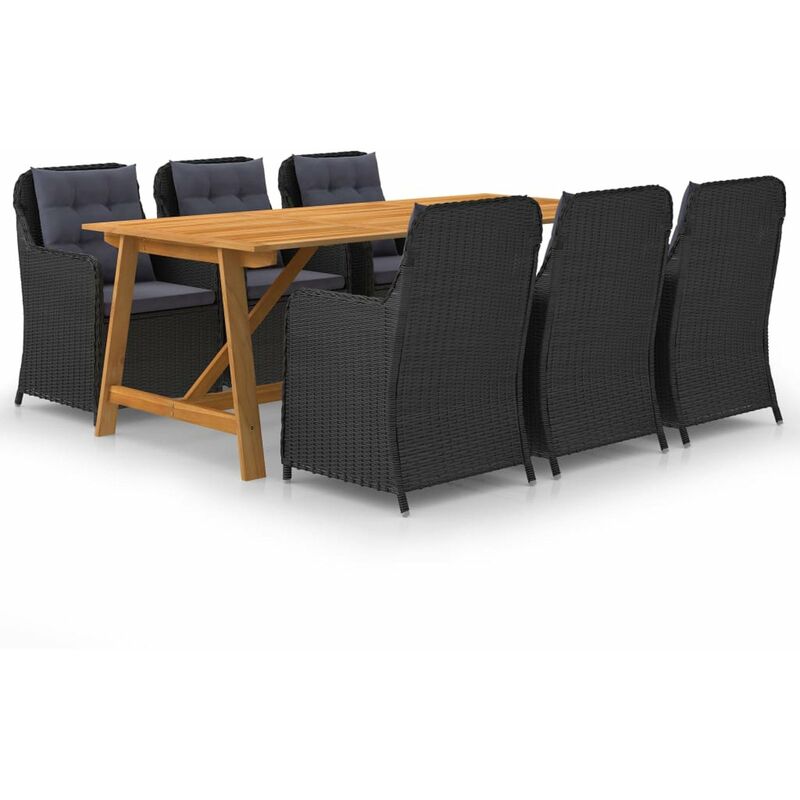

Happyshopping - Juego de comedor para jardin de 7 piezas negro