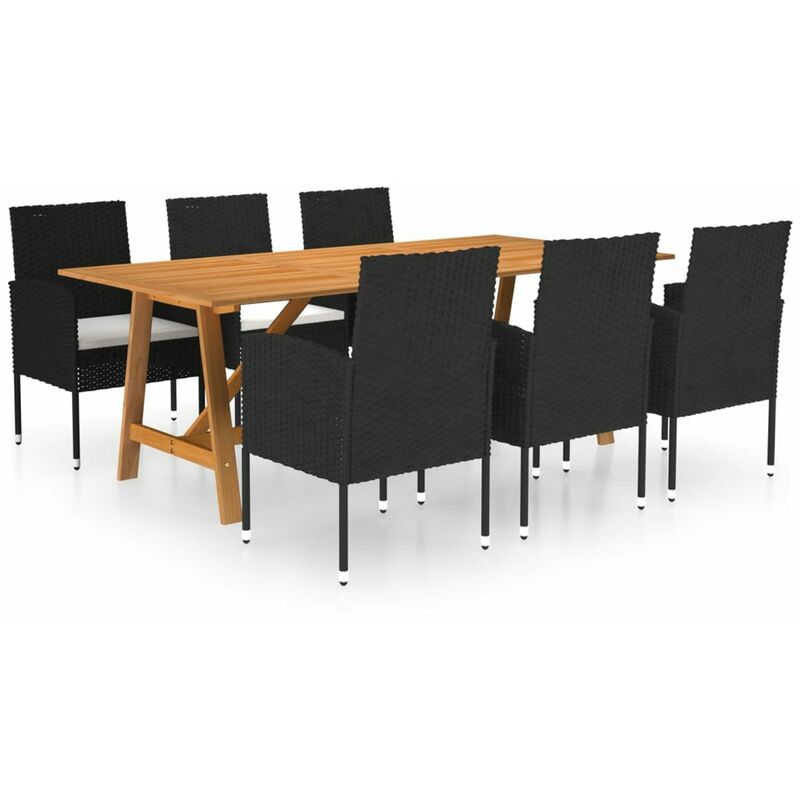 

Happyshopping - Juego de comedor para jardin de 7 piezas negro