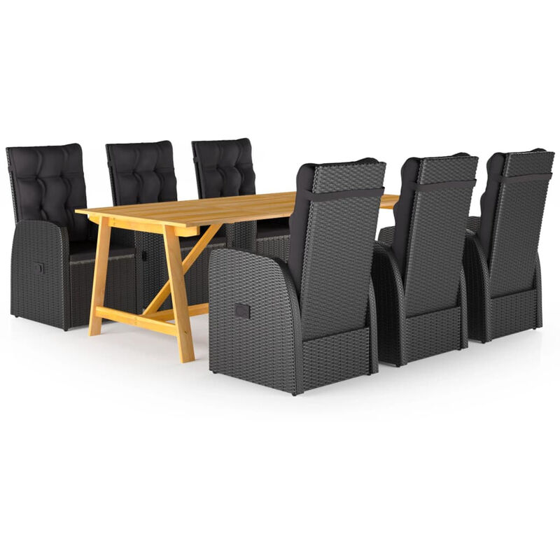 

Happyshopping - Juego de comedor para jardin de 7 piezas negro
