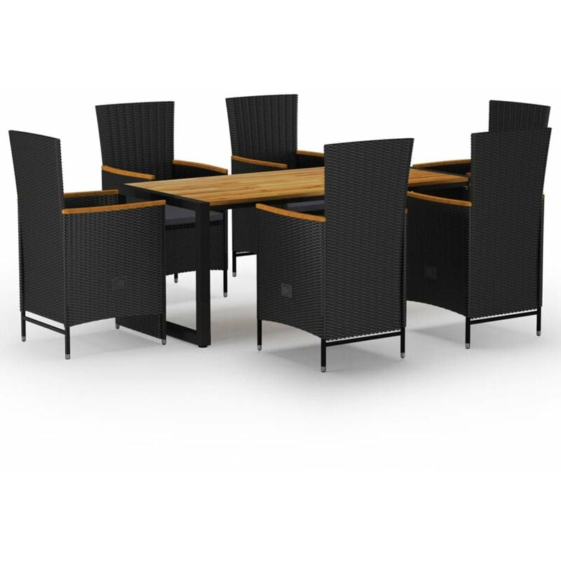 

Happyshopping - Juego de comedor para jardin de 7 piezas negro