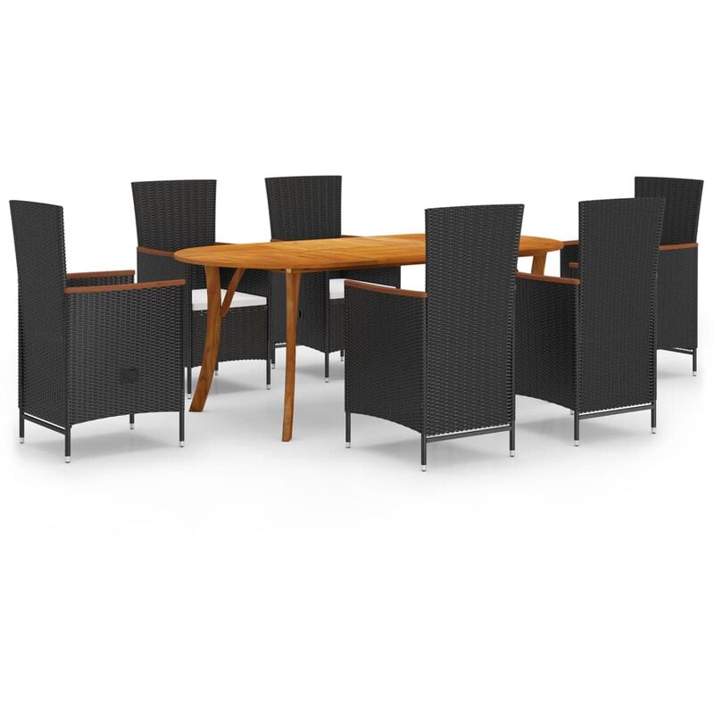 

BHD - Juego de comedor para jardín de 7 piezas negro