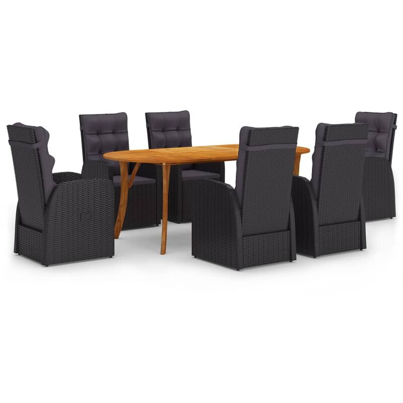 

BHD - Juego de comedor para jardín de 7 piezas negro