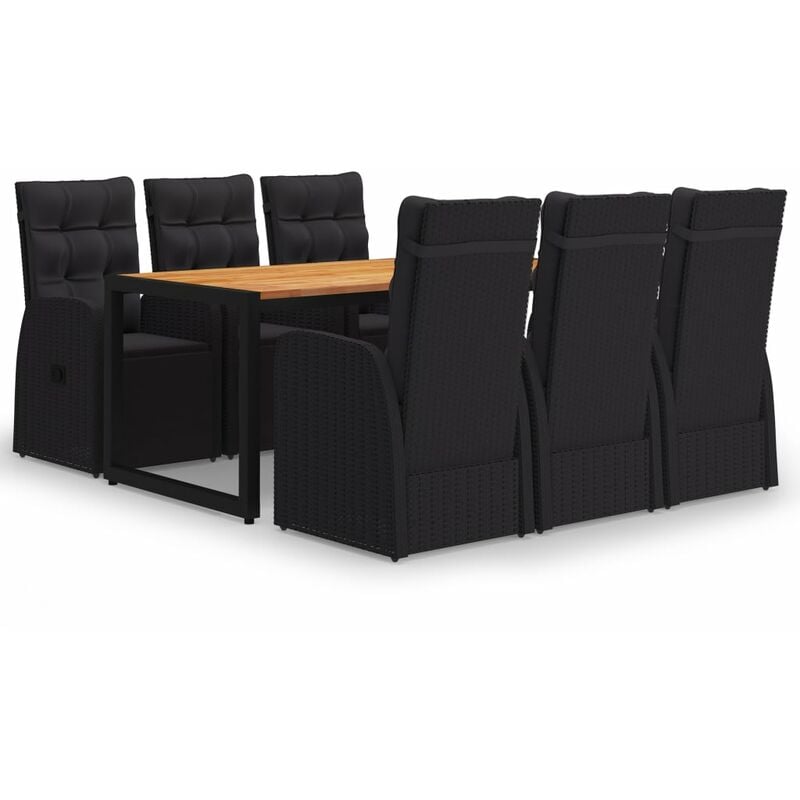 

BHD - Juego de comedor para jardín de 7 piezas negro