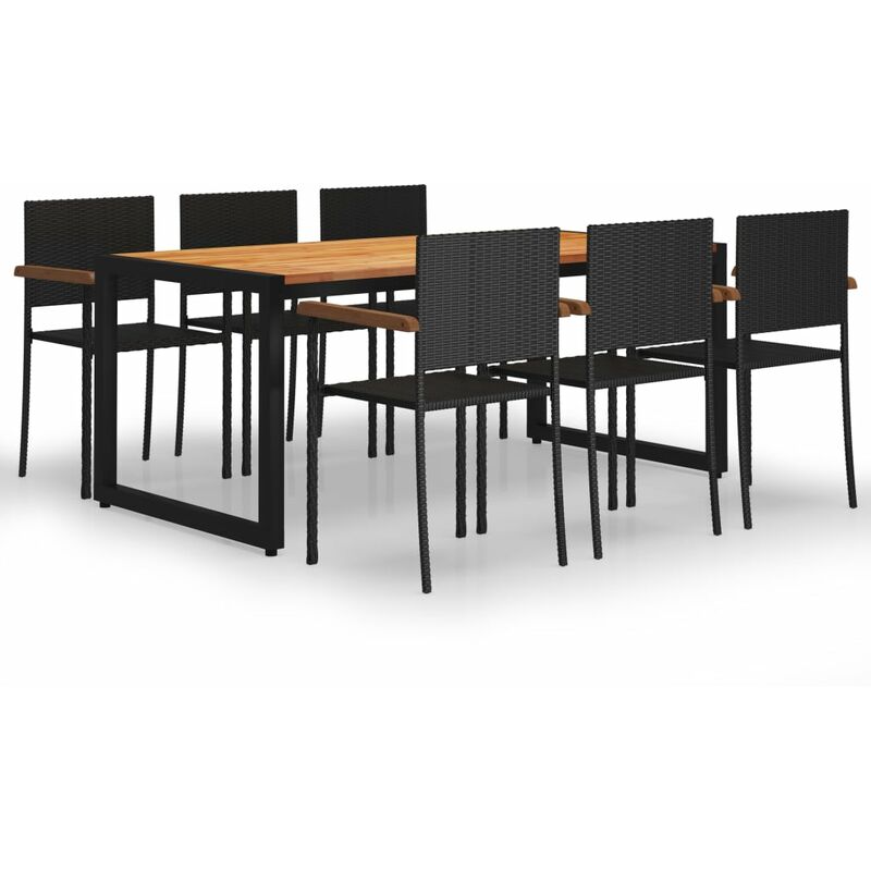 

BHD - Juego de comedor para jardín de 7 piezas negro