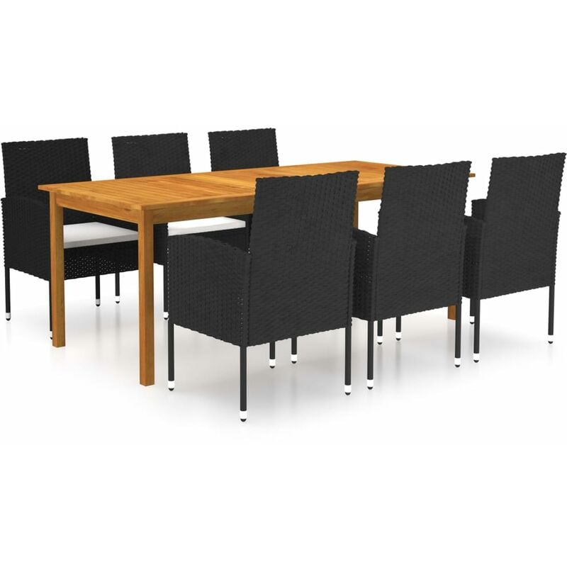

Juego de comedor para jardín de 7 piezas negro