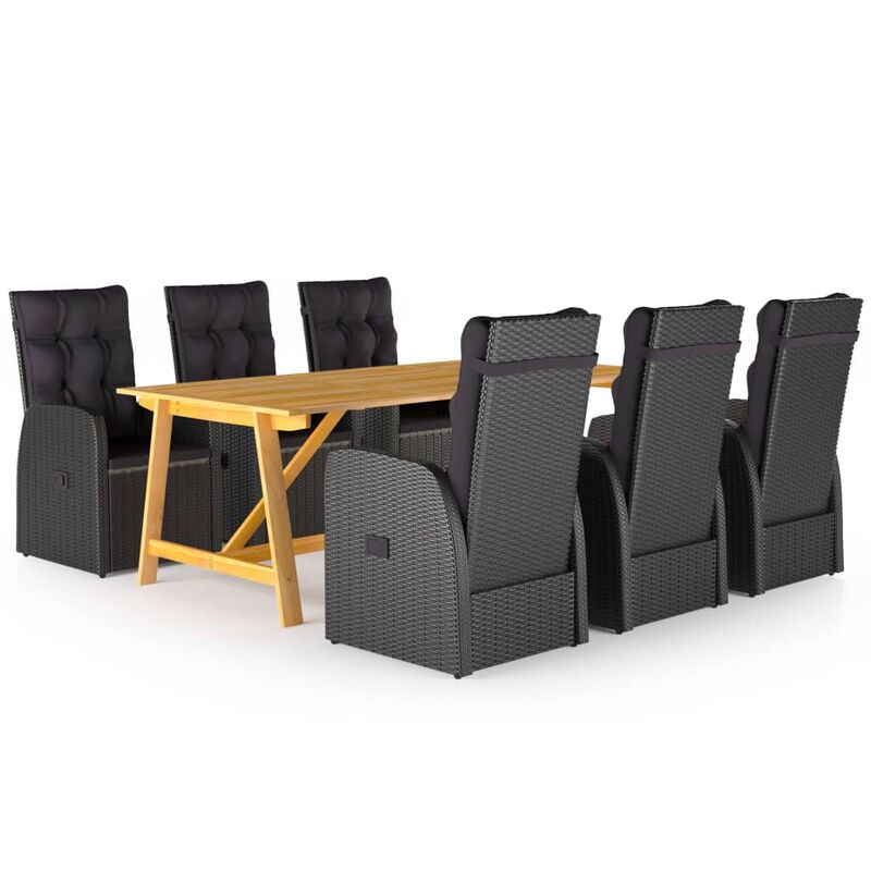 

Juego de comedor para jardín de 7 piezas negro