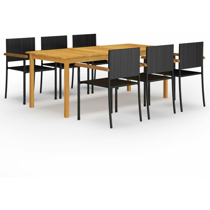 

Juego de comedor para jardin de 7 piezas negro