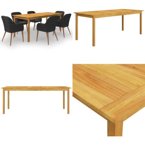 Juego de comedor para jardín de 7 piezas negro - Comedor de jardín - Mesa de comedor