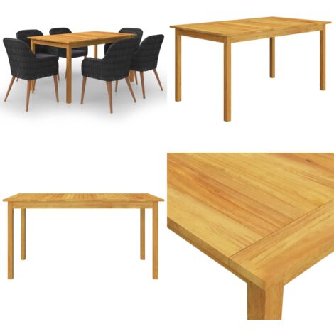 Juego de comedor para jardín de 7 piezas negro - Comedor de jardín - Mesa de comedor