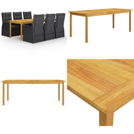 Juego de comedor para jardín de 7 piezas negro - Mesa de jardín - Sillas de jardín