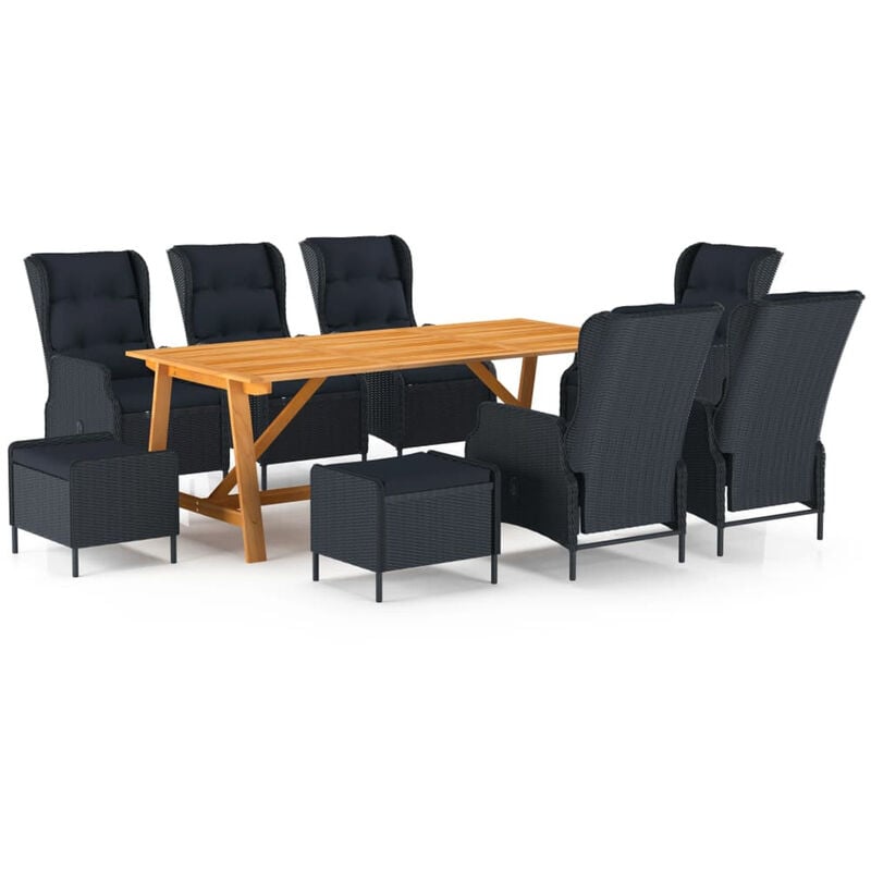 

Juego de comedor para jardin de 9 piezas gris oscuro