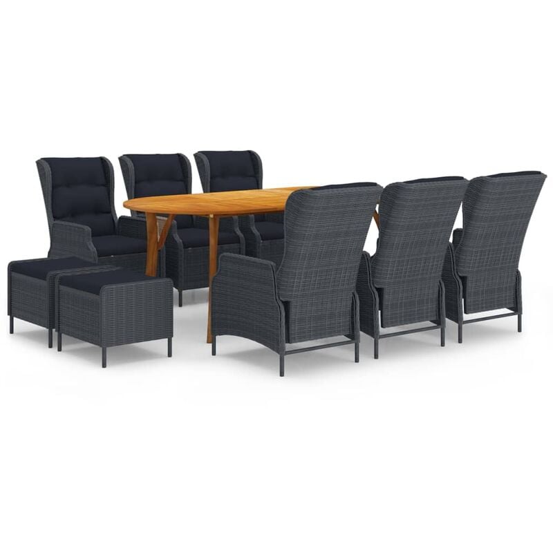 

Juego de comedor para jardín de 9 piezas gris oscuro