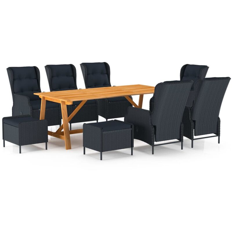 

BHD - Juego de comedor para jardín de 9 piezas gris oscuro