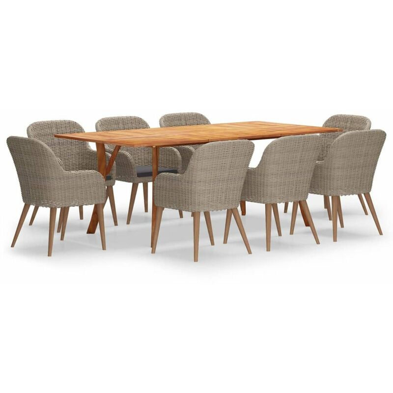

Juego de comedor para jardin de 9 piezas marron