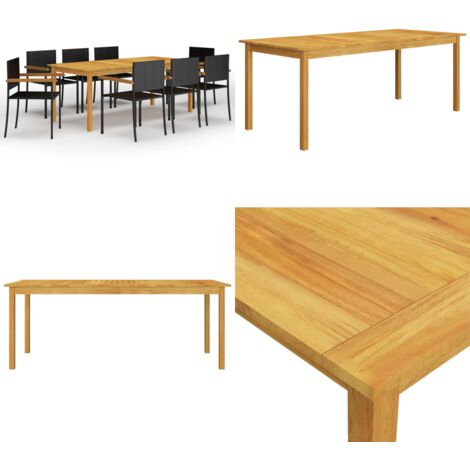 Juego de comedor para jardín de 9 piezas negro - Mesa de comedor - Sillas de comedor