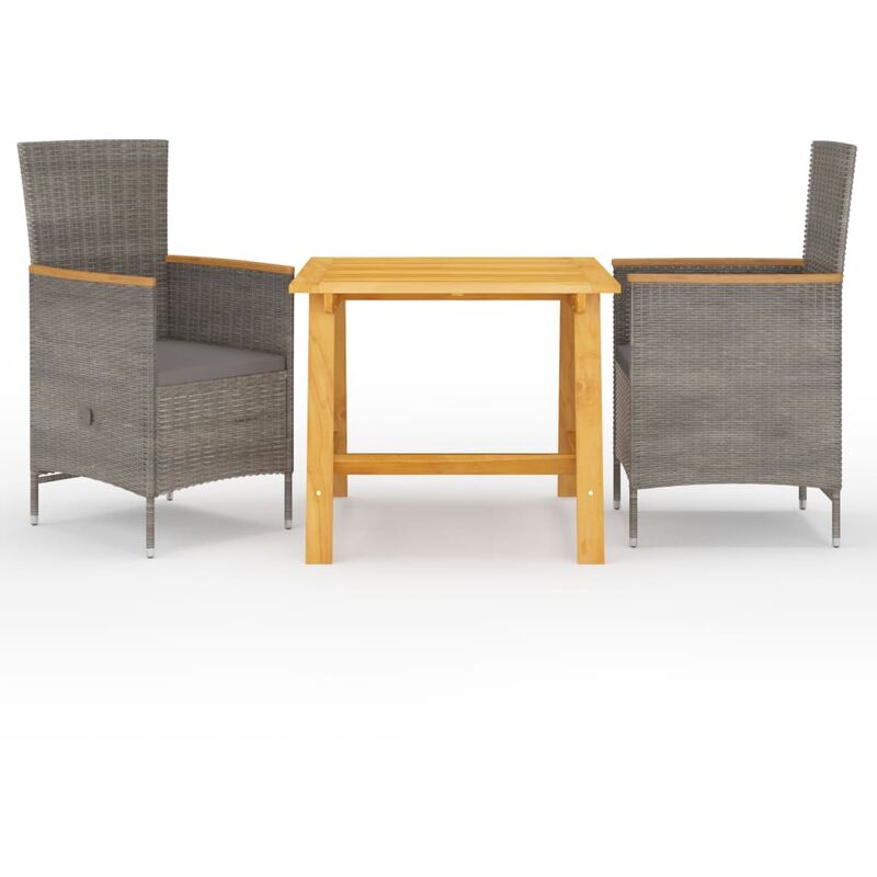 

Juego de comedor para jardín 3 piezas gris - Gris