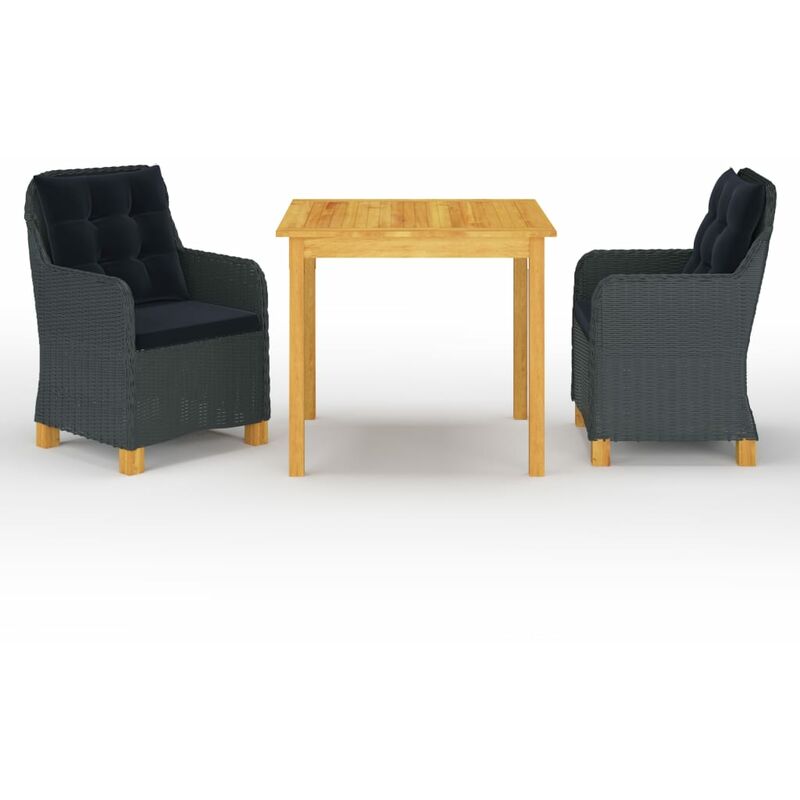 

Juego de comedor para jardín 3 piezas gris oscuro - Gris