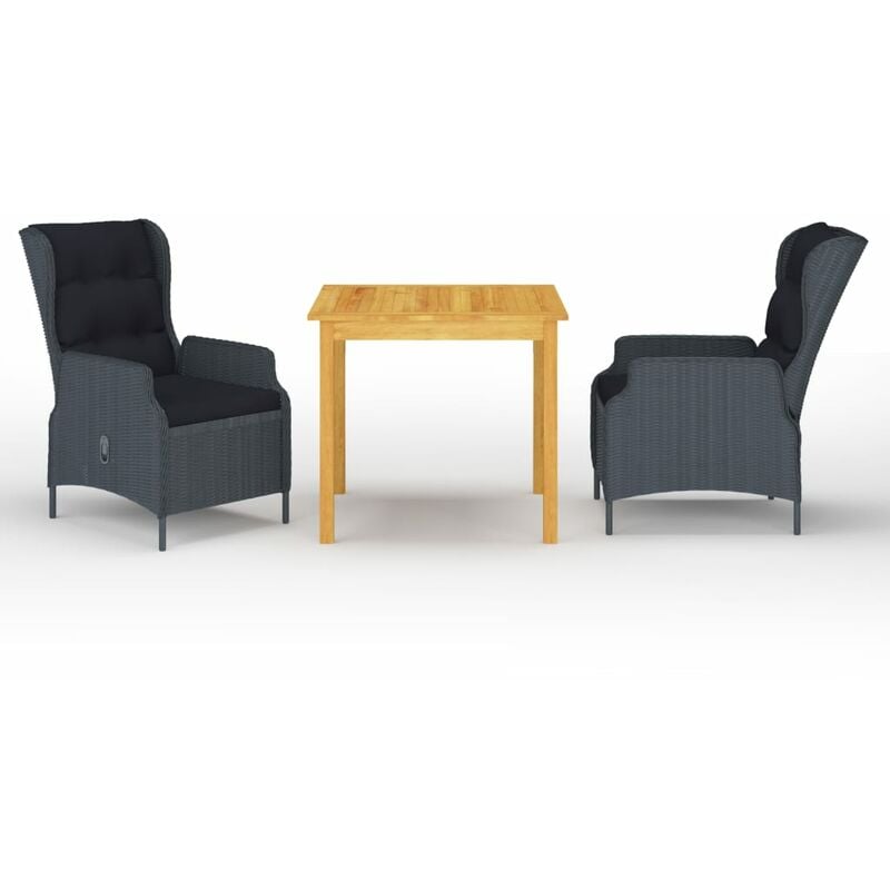 

Juego de comedor para jardín 3 piezas gris oscuro - Gris