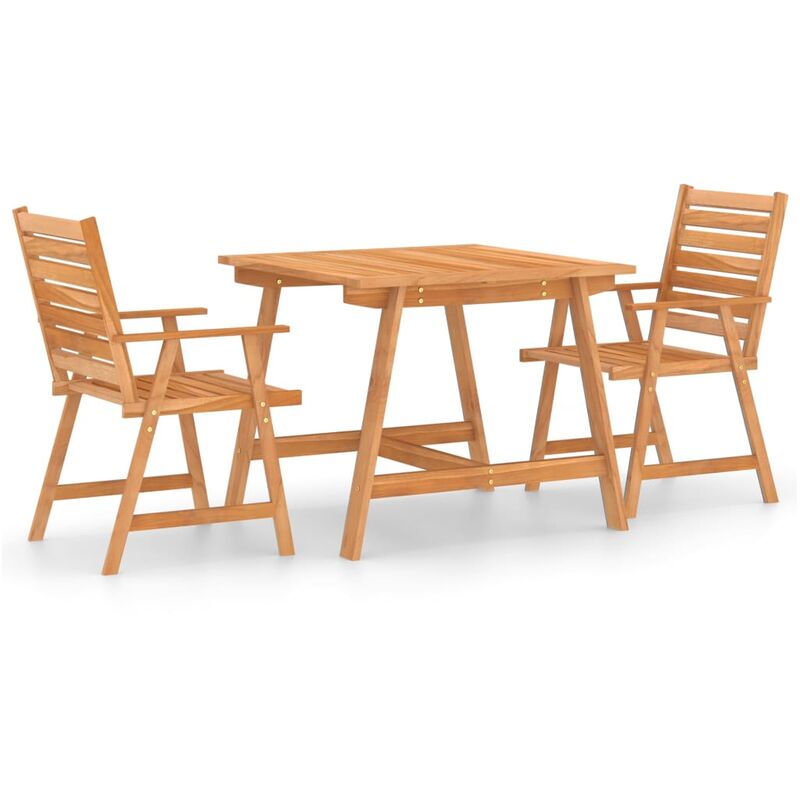 

Juego de comedor para jardín 3 piezas madera maciza de acacia - Marrón