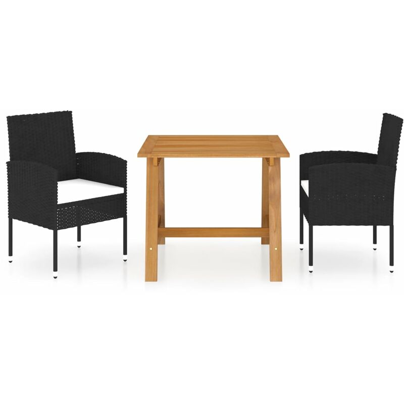 

Juego de comedor para jardín 3 piezas negro - Negro