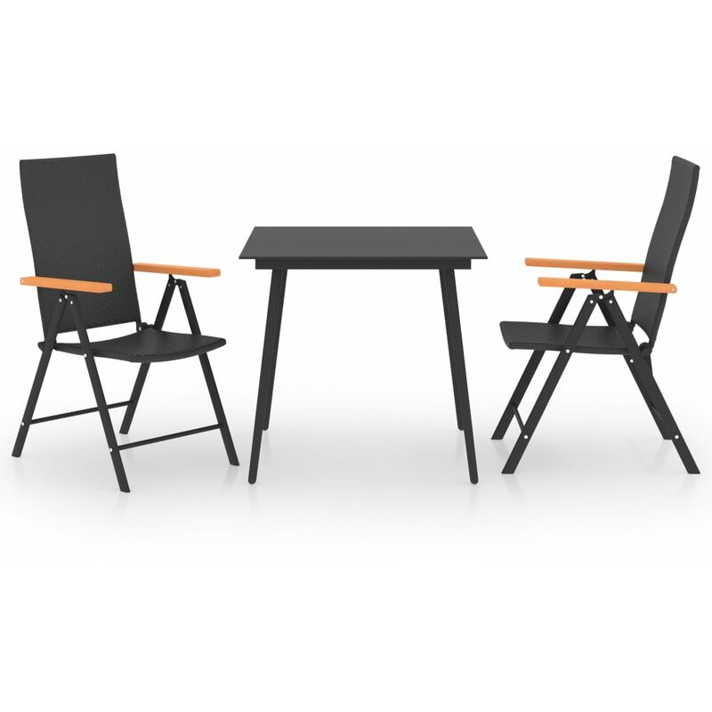 

Juego de comedor para jardín 3 piezas negro y marrón - Negro