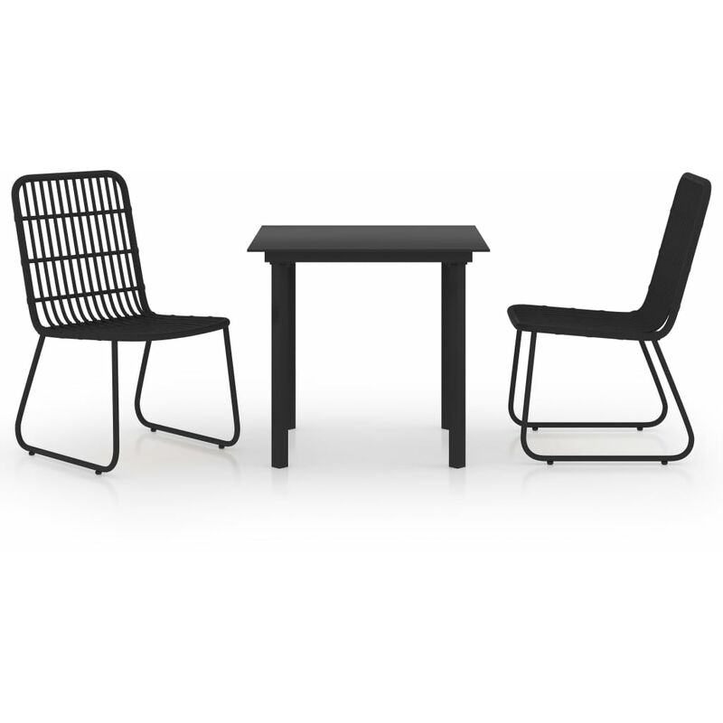 

Juego de comedor para jardín 3 piezas ratán sintético y vidrio - Negro