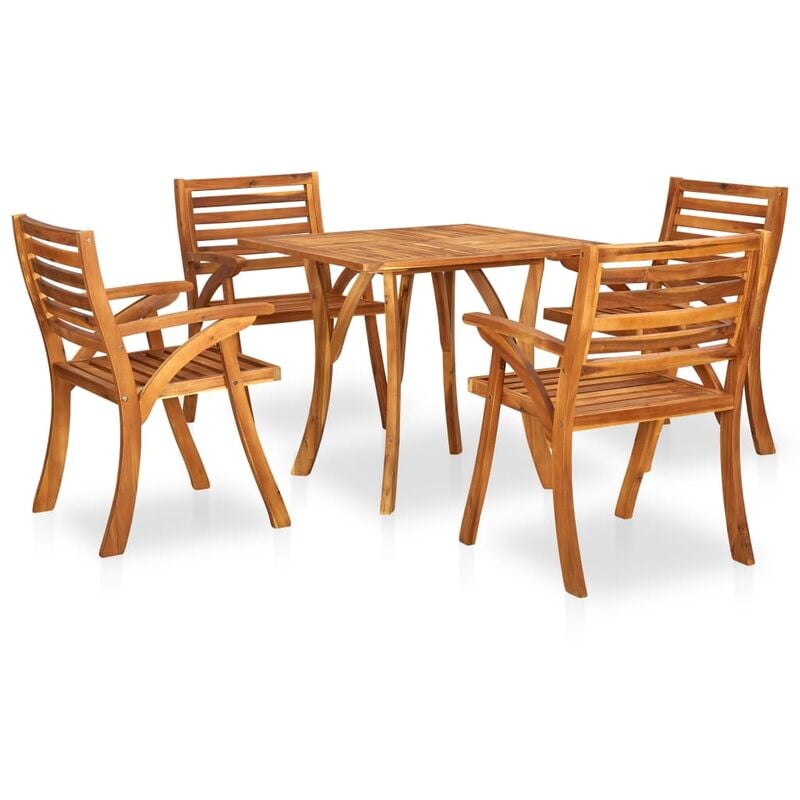 

Juego de comedor para jardín 5 piezas madera maciza de acacia - Marrón