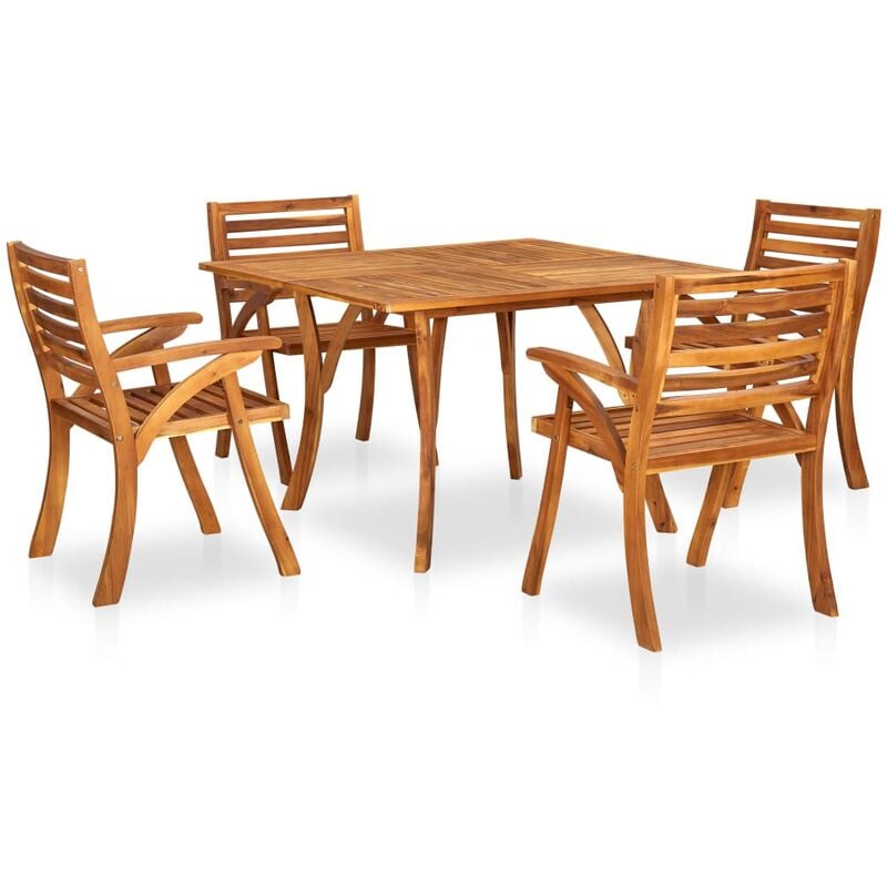 

Juego de comedor para jardín 5 piezas madera maciza de acacia - Marrón