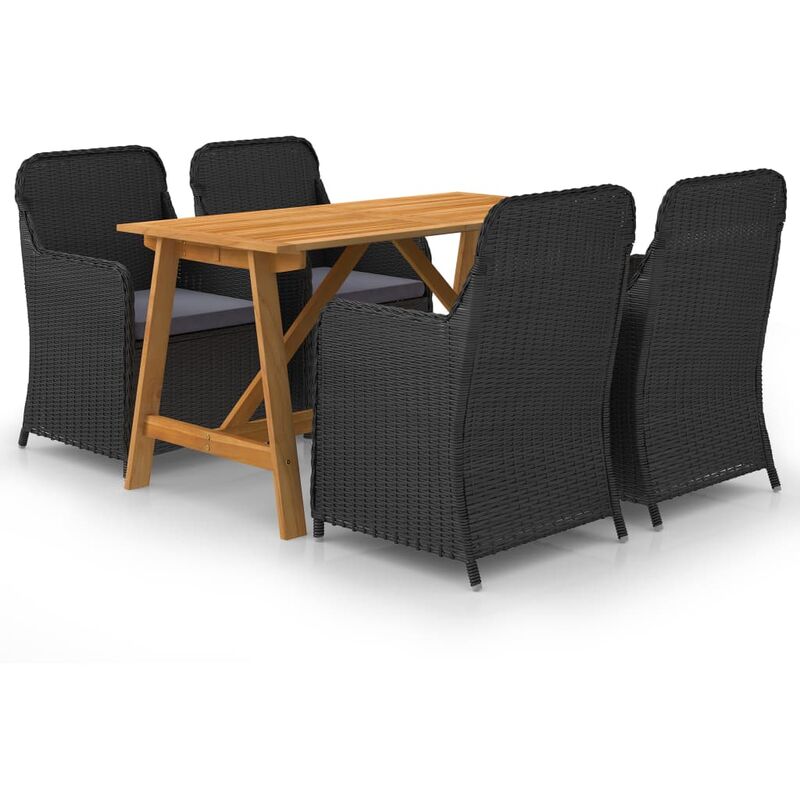

Juego de comedor para jardín 5 piezas negro - Negro
