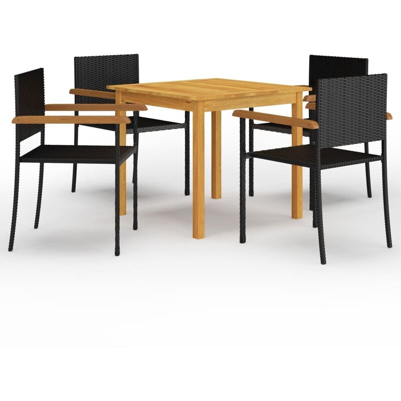 

Juego de comedor para jardín 5 piezas negro - Negro