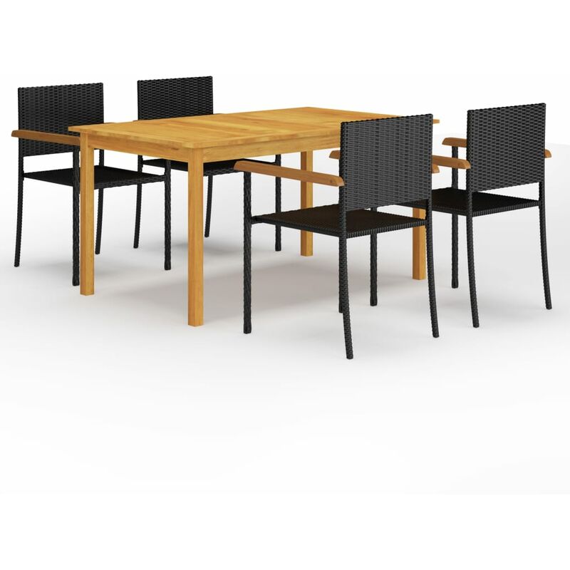 

Juego de comedor para jardín 5 piezas negro - Negro