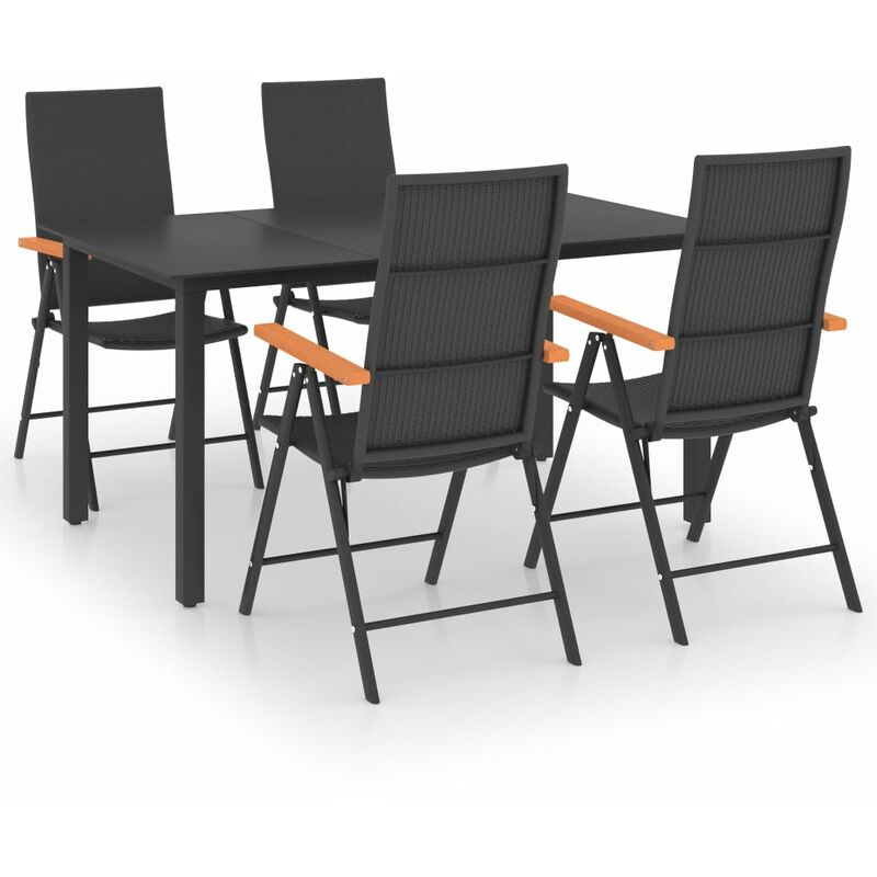 

Juego de comedor para jardín 5 piezas negro y marrón - Negro