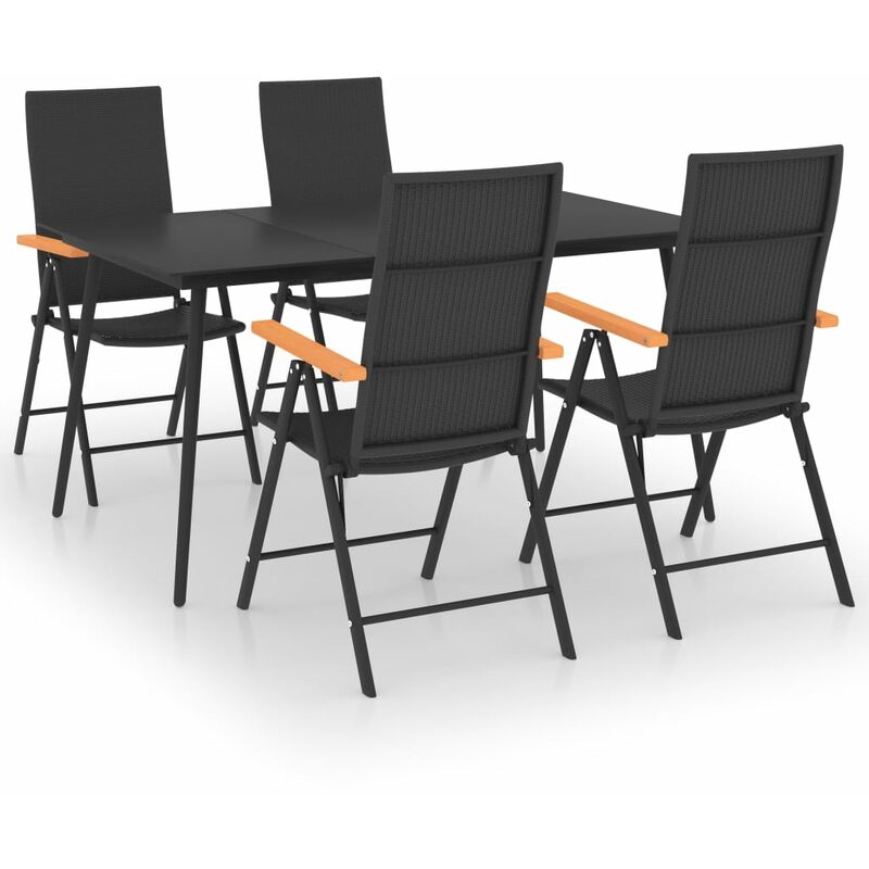 

Juego de comedor para jardín 5 piezas negro y marrón - Negro